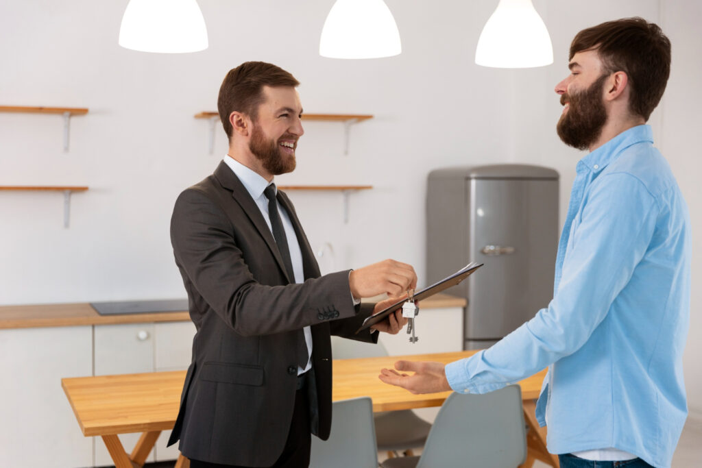 Employee receiving a recognition award in a professional office setting.